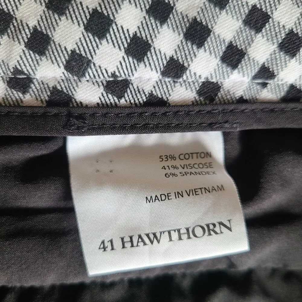 41 hawthorn gingham print tailored ankle pants black white check size 12